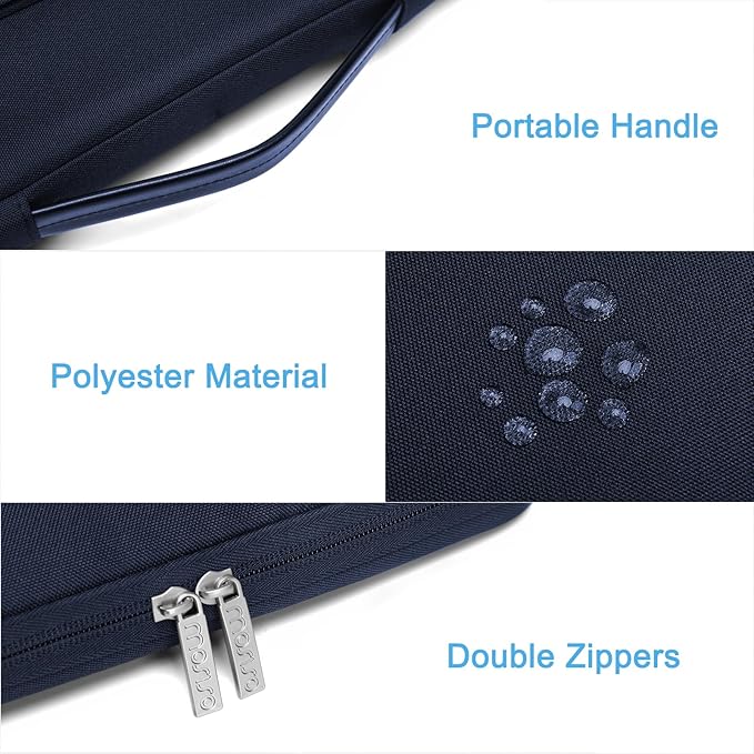 MOSISO 360 Protective Laptop Case 13 inch, Laptop Sleeve Compatible with MacBook Air 13 inch M4 M3 M2 M1 2025-2018 / Pro 13 M2 M1 2025-2016, Side Open Bag with 2 Raised&1 Flapover Pockets, Navy Blue