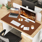 Leather Desk Pad Protector,Mouse Pad,Office Desk Mat, Non-Slip PU Leather Desk Blotter,Large Desk mat,Waterproof Keyboard mat for Office/Home/Decor (Brown,48" x 24")