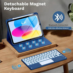 MoKo Touch Keyboard Case for iPad (A16) 11th Generation 11 inch 2025, iPad 10th Generation 10.9 inch Case with Pencil Holder, 7 Colors Backlit TrackPad Detachable Bluetooth Keyboard, Blue Starry Sky