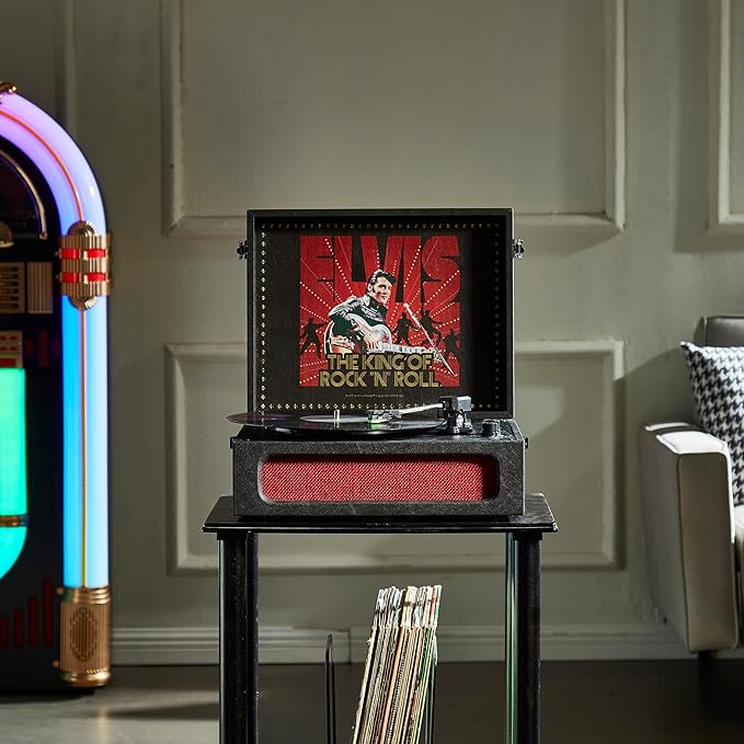 Arkrocket x Elvis Bluetooth Protable Record Player 3-Speed Bluetooth Input and Output Turntable Built-in Speakers with Magnetic Cartridge Auto Off - Elvis Presley '68