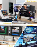 monTEK Dual Monitor Arm for up to 57" and 59.4 lbs Ultrawide Screen, Aluminum Heavy-Duty Gas Spring Vertical Stackable Curved Screen Adjustable Monitor Stand, 75/100mm Vesa Mount, Black