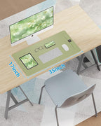 Leather Desk Pad Protector,Mouse Pad,Office Desk Mat, Non-Slip PU Leather Desk Blotter,Large Desk mat,Waterproof Keyboard mat for Office/Home/Decor (Olive Green,48" x 17")