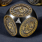 7 in 1 D6 Spinner DND Dice Set D&D, Metal Cube D and D Dice with Gift Box, Dungeons Dragons Role Playing Dice, Black Gold