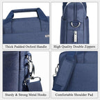 Voova Laptop Bag Case 17 17.3 Inch Computer Sleeve Messenger Bag with Shoulder Strap Expandable Waterproof Large Capacity Business Briefcase for Work Travel Fit 17-18” Laptop, Men Women, Blue