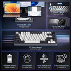 Redragon K673 PRO 75% Wireless Gasket RGB Gaming Keyboard, 3-Modes 81 Keys Compact Mechanical Keyboard Hot-Swap Socket, Dedicated Knob Control and Sound Absorbing Pads, Linear Red Switch