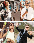 SHANSHUI Phone Tether Lanyard, Strong Spring Rope Climbing Hook, 4x Phone Tether Tabs Free Your Hand Stylish Phone Chain Strap for All Smartphones - 2PCS Black White