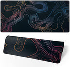 Topographic Contour Map XL Mouse Pad 31.5 x 11.8 Inch Gaming Mousepad Extended Large Mousepad with Nonslip Rubber Base Stitched Edges Laptop Desk Pad Home Office Supplies