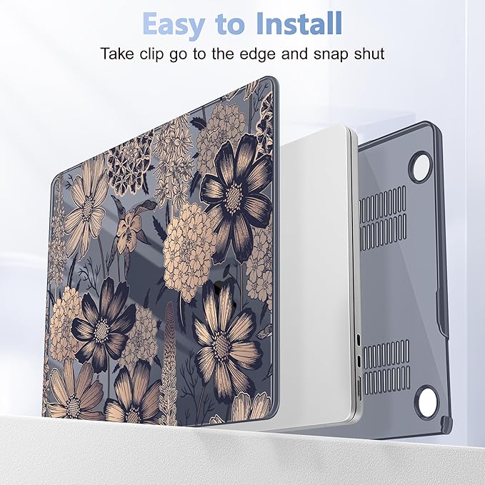 Case for MacBook Air 15 Inch 2025 2024 2023 Release M4 A3241 M3 A3114 M2 A2941, Hard Shell with Screen Protector & Keyboard Cover, Compatible with Touch ID - Spring Floral