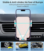 MOKPR Wireless Car Charger, 15W Fast Charging Auto-Clamping Car Mount Hands-Free Car Charger Mount for Dash Windshield Air Vent Compatible with iPhone 16 15/14/13/12, Samsung S23/S22/S21 Pink