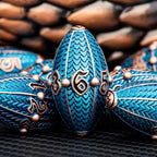 ARUOHHA DND Metal Dice Copper Blue Dragon Egg Dice with Rotating Dragon Egg Shell, Role Playing Game RPG Polyhedral D and D Dice Set D20 D12 D10 D8 D6 D4