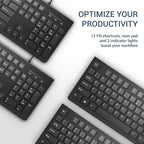 Computer Keyboard Wired, Plug Play USB Keyboard, Low Profile Chiclet Keys, Large Number Pad, Caps Indicators, Foldable Stands, Spill-Resistant, Anti-Wear Letters for PC Laptop (Black, 1-Pack)