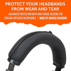 WC BandZ Virtuoso V2 - Silicone Headband Cover for Corsair Virtuoso Headphones by Wicked Cushions | Machine Washable, No More Flaking Leather | for Virtuoso Wireless, XT, and SE | Black