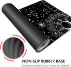 Galdas Gaming Mouse Pad XXL XL Large Long Extended Big Mousepad Non-Slip Rubber Keyboard Desk Pad with Stitched Edges for Laptop Home Office (31.5x11.8x0.08 Inch) … (Black Moon)