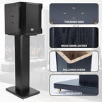 24 Inch Speaker Stands Wood Grain Universal Floor Speaker Stands Pair Heavy Duty Surround Sound Speaker Monitor Stand for Home Theater with Sand Filling Tuning Function - Black