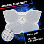 KLIM Wind Laptop Cooling Pad - More Than 500 000 Units Sold - New - The Most Powerful Rapid Action Cooling Fan - Laptop Stand with 4 Cooling Fans at 1200 RPM - USB Fan - PS5 PS4 - Full White