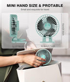 JZCreater USB Desk Fan, Mini Fan Portable, 3 Speeds Desktop Table Cooling Fan, Plug in Power Fan, Rotation Strong Wind, Quiet Personal Small Fan for Home Desktop Office Travel Bedroom, Apple Green