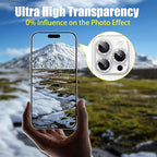 AGVEE 3+3 6 Pack for iPhone 16 Pro 6.3" / 16 Pro Max 6.9" Camera Lens Cover Protector, Bling Glitter & CD-Textured Metal Ring 9H Tempered HD Glass Camera Cover Protector Film, Glitter-Silver