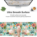 Colorful Flowers and Berries Desk Mat,Large Beautiful Floral Branches Gaming Keyboard Mouse Pad,Non-Slip Rubber Base Desk Pad Thick Stitched Edges Waterproof Mousepad Mouse Mat 31.5"x11.8"