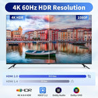 1x2 HDMI Splitter, HDR 4K@60Hz HDMI spliter 1 in 2 Out, Supports HDMI 2.0, HDCP 2.2, Mirror Screen Monitors Supports EDID Control for Xbox PS3/4/5 PC DVD Fire Stick Blu-Ray Player TV