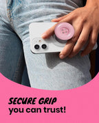 Solid Color Button Phone Grip – Minimalist Design, Durable and Lightweight, Grip and Stand for Smartphones (Baby Pink, Magnetic Type)