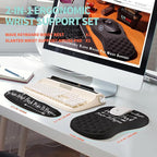 2-in-1 Ergonomic Set, Wave Rise Keyboard Wrist Rest and Massage Bulge Slope Mouse Pad Wrist Support, Cushion Memory Foam Integrated to Relieve Wrist Pain, Stay Positive