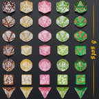 CiaraQ Polyhedral Dice Set, 5 Colors with 5 Decorative Pouches, 7 Pieces per Set, Fantasy RPG Gaming Dice/DND Dice/Role Playing Dice, Easter Themed