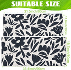 Desk Pad,Hand Drawn Leaves and Flowers Desk Mat,Abstract Plant Large Gaming Mouse Pad for Desk,Extended Big Computer Keyboard Mouse Pad with Non-Slip Base and Stitched Edge,35.4"x15.7"