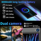 Android 15 Tablet with Keyboard, 26GB+256GB(2TB Expand), 10.1 Inch Tablet 8000 mAh Battery, BT 5.0, 5G WiFi, Widevine L1, Dual Camera, 2 in 1 Tab with Mouse, Case, Stylus（Silver）