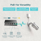 TP-Link TL-SG105MPE | Easy Smart Managed | 4 PoE+ Ports @120W, w/ 1 Uplink Gigabit Port | QoS, Vlan, IGMP & LAG | Fanless | PoE Auto Recovery | 3 Year Protection