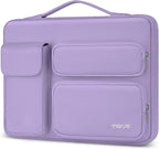 MOSISO 360 Protective Laptop Case 13.3 inch, 13-13.3 inch Laptop Sleeve Compatible with MacBook Air/Pro 13 / Pro 14, HP Dell ASUS Lenovo, Side Open Bag with 2 Raised&1 Flapover Pockets, Purple