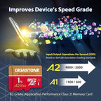 [5-Yrs Free Data Recovery] GIGASTONE 1TB Micro SD Card 4-Pack, 4K Camera Pro, R/W up to 150/130 MB/s, 4K Video Recording for GoPro, DJI, Drone, MicroSDXC Memory Card UHS-I U3 A2 V30, with Adapter