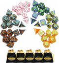SmartDealsPro Double-Colors Polyhedral Dice Sets with Pouches for D&D DND RPG MTG Dungeon and Dragons Table Board Roll Playing Games D4 D6 D8 D10 D% D12 D20 (6-Color Retro Sets)