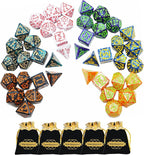 SmartDealsPro Double-Colors Polyhedral Dice Sets with Pouches for D&D DND RPG MTG Dungeon and Dragons Table Board Roll Playing Games D4 D6 D8 D10 D% D12 D20 (6-Color Retro Sets)