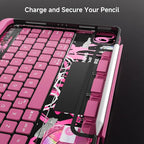 iPad Keyboard Case for 2024 M4 iPad Pro 13 inch, Magic Wireless Keyboard with Trackpad 7 Color Backlit, 360° Rotating Stand Transparent Protective Cover with Pencil Holder (Pink)
