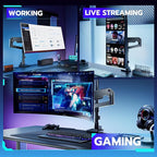 ARES WING Heavy-Duty Monitor Mount for 17-49 inches Ultrawide Curved Flat Monitors, Holds 44lbs, with 18" Extended Column for Desk, Adjustable Gas Spring, Black
