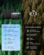 Andes 600 Pro Portable Power Station, 584Wh LiFePO4 Hybrid Battery Backup, [1 Hour 80%] Fast Charging, 600W SiCPrime Solar Generator for Outdoor Camping, RVs, Home Use (Solar Panel Optional)