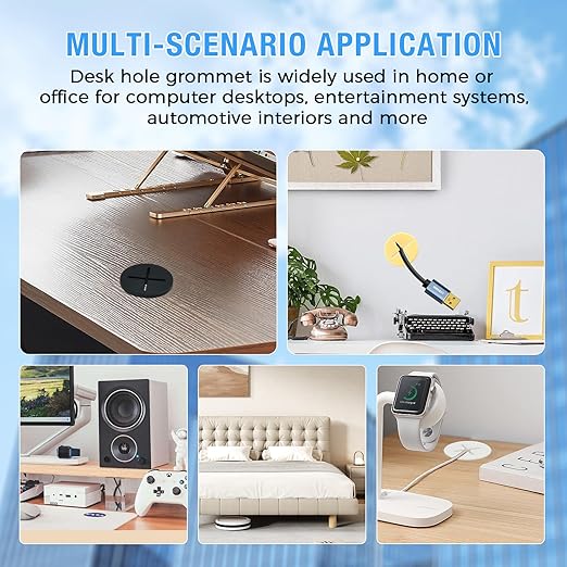 Desk Grommet, 1 in 25 mm Silicone Rubber Grommets, White Desk Hole Cover for Cables, Flexible Wall Cord Pass Through Grommet for Office Table Computer Home Furniture Wire Organizer-8 Pcs