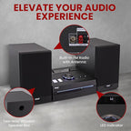 Pyle Home Stereo Shelf System - 100W Wireless BT Streaming with CD Player, FM Radio, USB & SD Card Playback, 2-Way Music Crisp-Sound, Remote Control, Dual Stereo Speakers (Black)