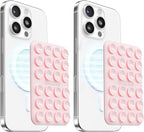 Klearlook 2Pack Magnetic Suction Phone Mount for MagSafe Case, Sticky Phone Grip Holder for iPhone, Removable Hands-Free Selfie/Video for TikTok Influencers, Women Girl Gift, Light Pink & Light Pink