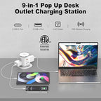 Jgstkcity Pop Up Outlet for Countertop 3.15-inch Desk Wire Hole Insert,9-in-1 Power Strip with 15W Wireless Charger,4 Outlets 4 USB Ports,15Amp Tamper Resistant Receptacle, ETL Listed