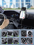 Wireless Car Charger, MOKPR 15W Fast Charging Auto Clamping Air Vent Car Phone Holder with LED Light Car Charger for iPhone 16 15/14/13/12 Pro Max Plus, Samsung S23/S22/S21,etc