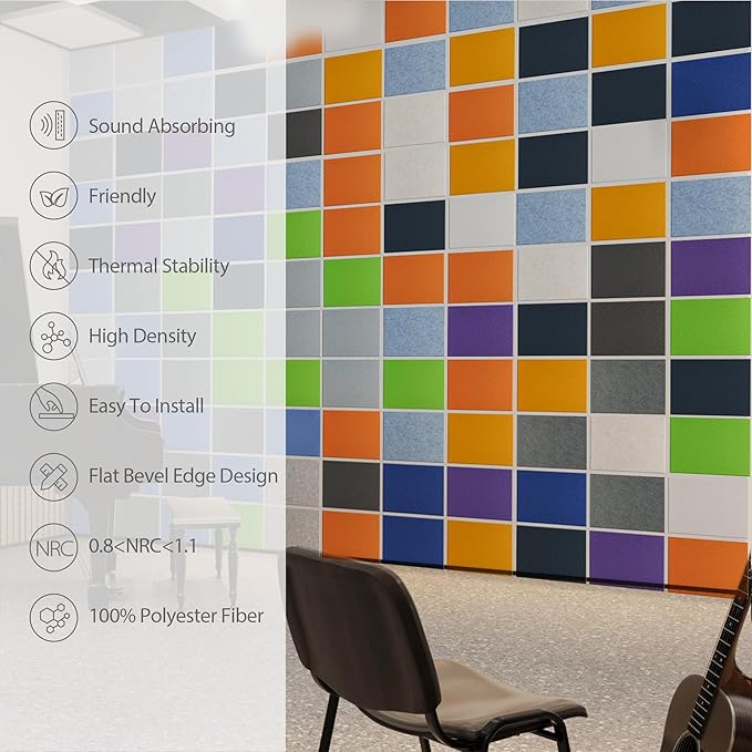 12 Pack Acoustic Panels Self Adhesive Sound Proof Foam, High Density Sound Acoustic Panel, 16X12X0.4 Inch 4:3 Rectangle Panels in Home, Office, Reccording Room, Studio,More(Dark Blue)