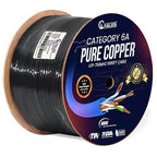 NewYork Cables Cat6a Plenum Cable 1000ft - Certified 100% Solid Pure Copper CAT6 A Ethernet Cable – 23 AWG, 750 MHz, PoE++ - Unshielded Twisted Pair - Cat 6a 10 GB High Speed for Networking & Gaming