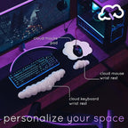 Qloud Cloud Wrist Rest Keyboard Wrist Rest for Computer Keyboard Pad, Cloud Keyboard Wrist Rest, Wrist Pad for Keyboard, Memory Foam, Non Slip Base, Comes with Mouse Pad - Beige