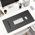 KINGFOM Desk Pad Office Desktop Protecter, PU Leather Desk Mat Blotters Organizer with Comfortable Writing Surface (31.4" x 15.7", Black)