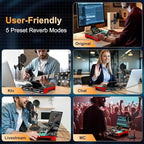 Audio Mixer, Sound Board for Pc/Phone Live Streaming Singing Gaming, Sound Mixer for 3.5mm/Xlr Dynamic/48V Microphone, Live Sound Card with DJ Mixer Effects & Voice Changer, Denoise, One Click Mute