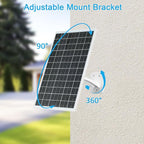 FUTUREZEN 13W Solar Panel for Security Cameras & Trail Cameras, USB-C, Micro USB & 5.5x2.1mm DC Output, IP66 Waterproof, 360° Adjustable Mount, 7.2FT Cable