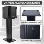 24 Inch Speaker Stands Wood Grain Universal Floor Speaker Stands Pair Heavy Duty Surround Sound Speaker Monitor Stand for Home Theater with Sand Filling Tuning Function - Black