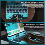 Transparent Case with Keyboard for 2024 iPad Pro 11-inch (M4),with 7-Color Backlit Wireless Keyboard, 360°Rotatable Protective Case Multi-Touch Trackpad,with Pencil Holder,with Shortcuts,Blue