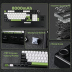 EPOMAKER X Aula F99 PRO Wireless Gaming Keyboard with 8000mAh Battery, Hot Swappable Creamy Keyboard, 2.4GHz/Type-C/BT5.0, NKRO, RGB Backlit for Win/Mac/Gaming (Black&White&Green)